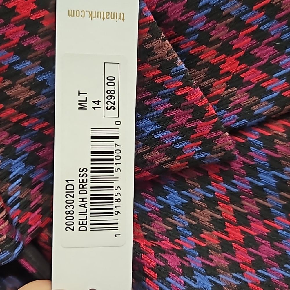Trina Turk | Plaid Delilah Dress | Red | 14 | NWT - Picture 11 of 11